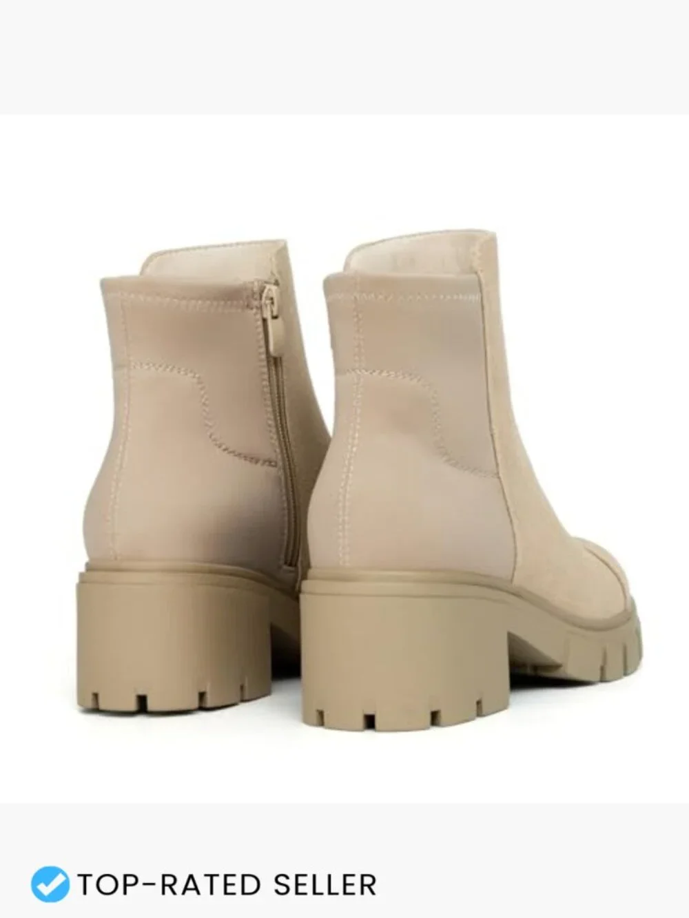 Chunky Platform Lug Sole Chelsea Booties Ankle Boots Side Zipper Round Toe